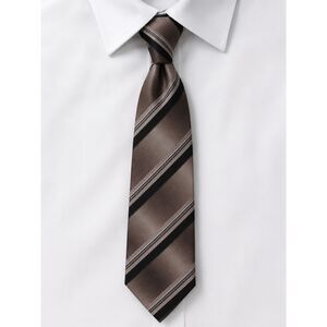Vintage Envoy Striped Necktie Brown Taupe Black Diagonal Pattern Men's Tie